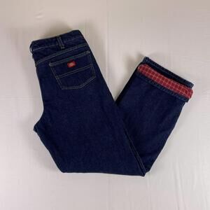 Dickies Flannel Lined Jeans | Red Plaid Lining | 16 Tall